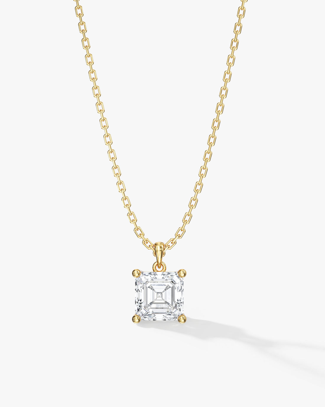 Asscher Cut Solitaire Prong Moissanite Pendant Necklace image 1