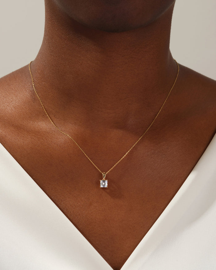 Asscher Cut Solitaire Prong Moissanite Pendant Necklace image 2