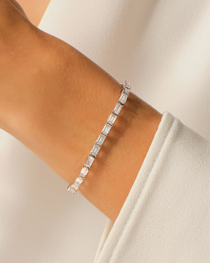 4mm Emerald Cut Moissanite Tennis Bracelet image 2