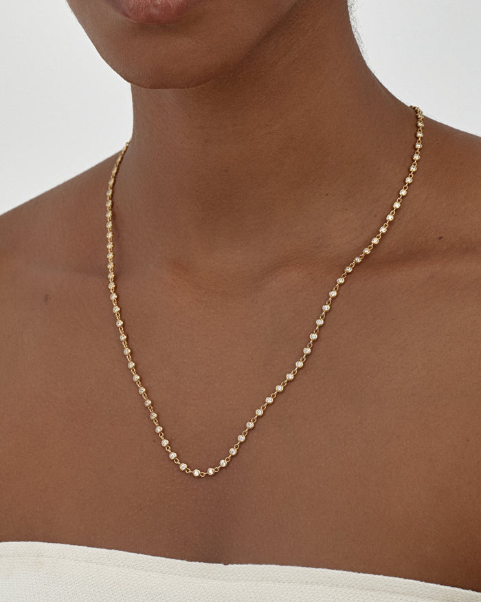1.7mm Round Bezel Set Moissanite Tennis Necklace Style 3 image 2