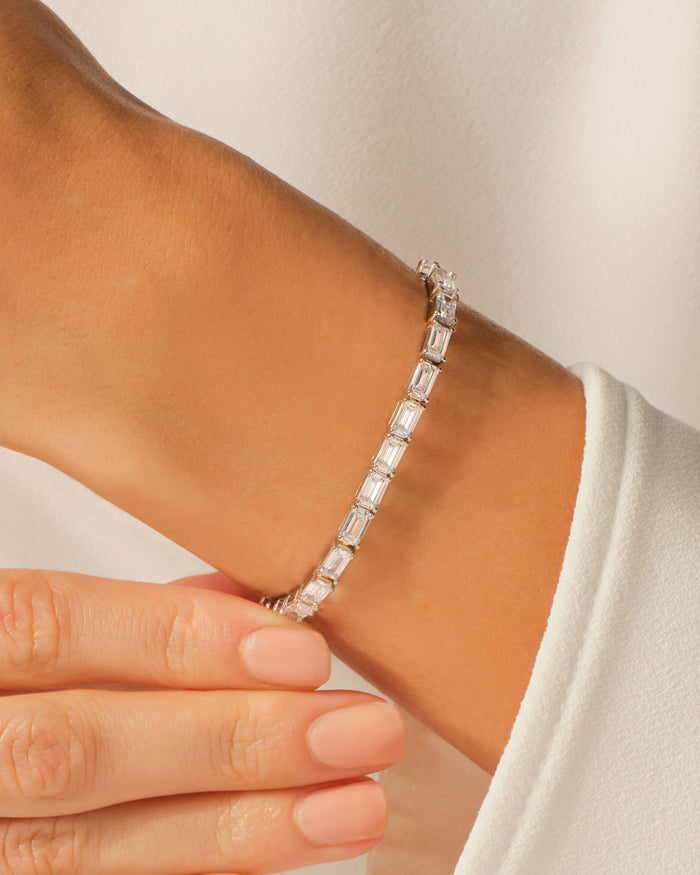 5mm Emerald Cut Moissanite Tennis Bracelet image 2