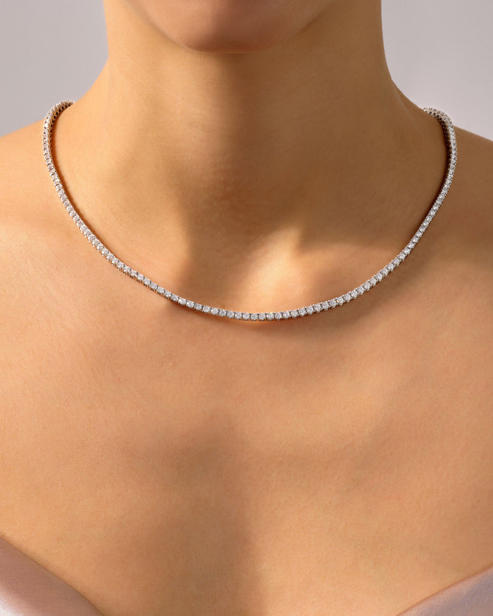 2.8mm Round Prong Moissanite Tennis Necklace image 2