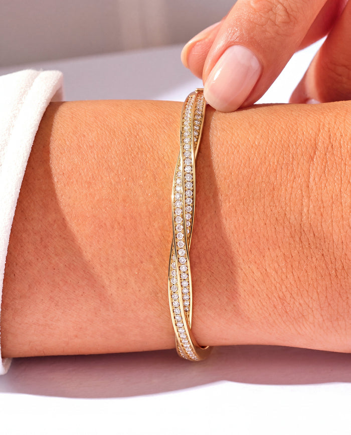 Twisted Gemstone Hinged Bangle Moissanite Bracelet image 2