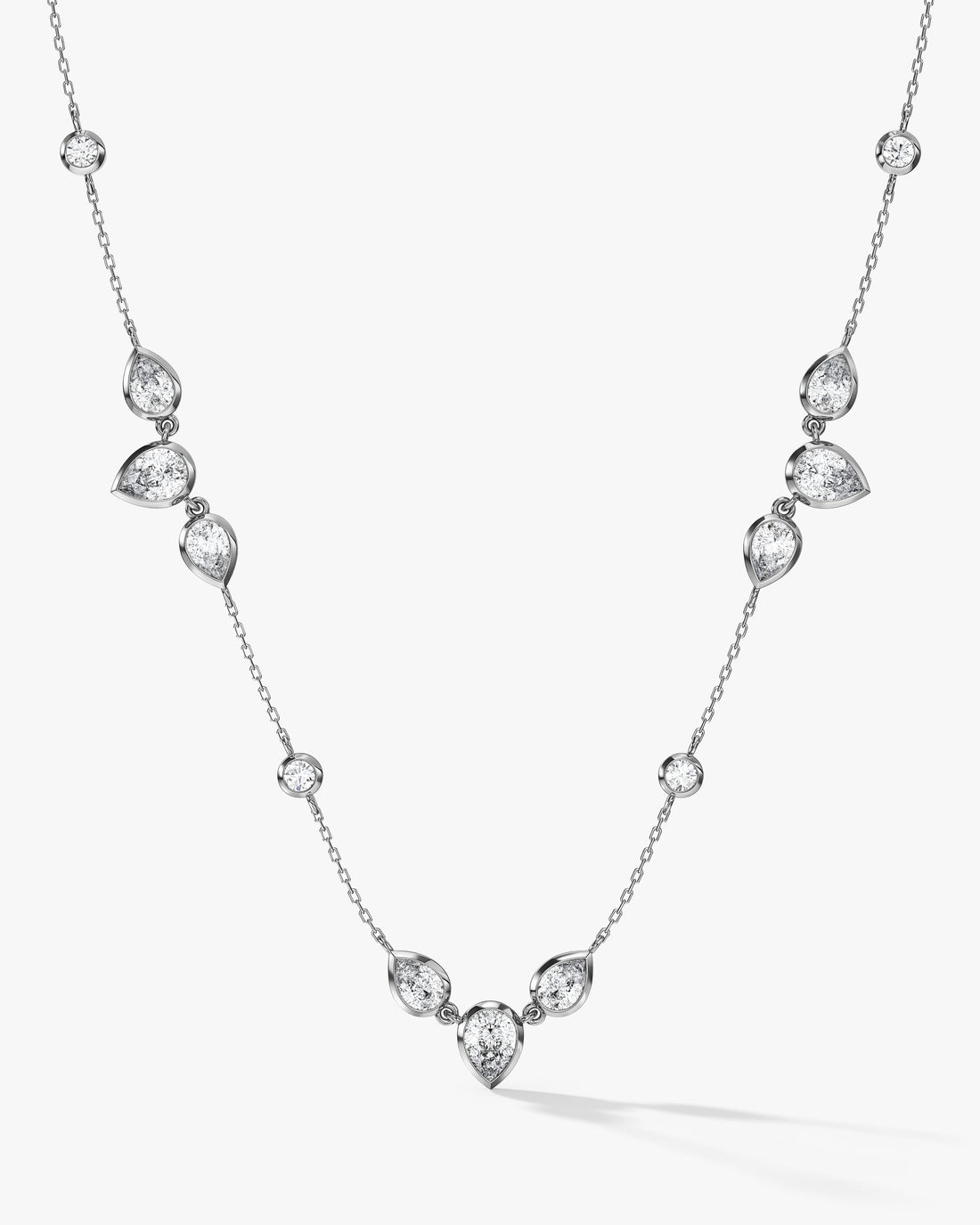 Cascading Pear Station Moissanite Pendant Necklace image 1