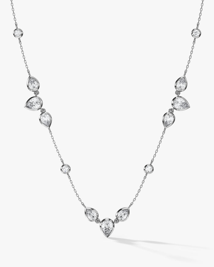 Cascading Pear Station Moissanite Pendant Necklace image 1