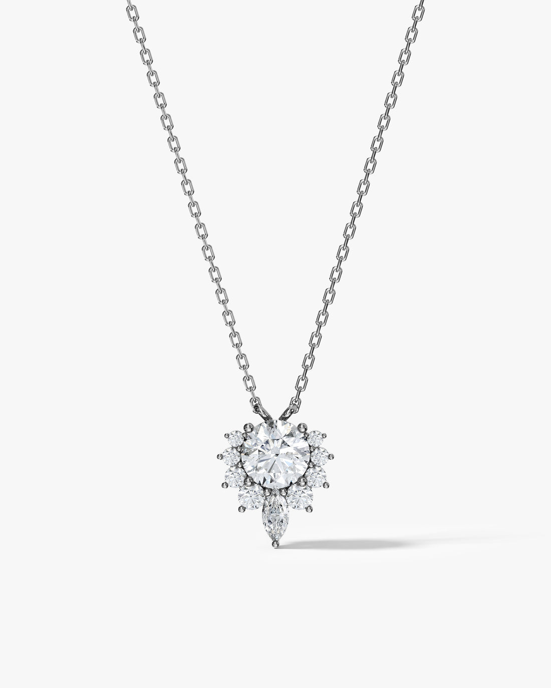 Round Halo Radiant Bloom Moissanite Pendant Necklace image 1
