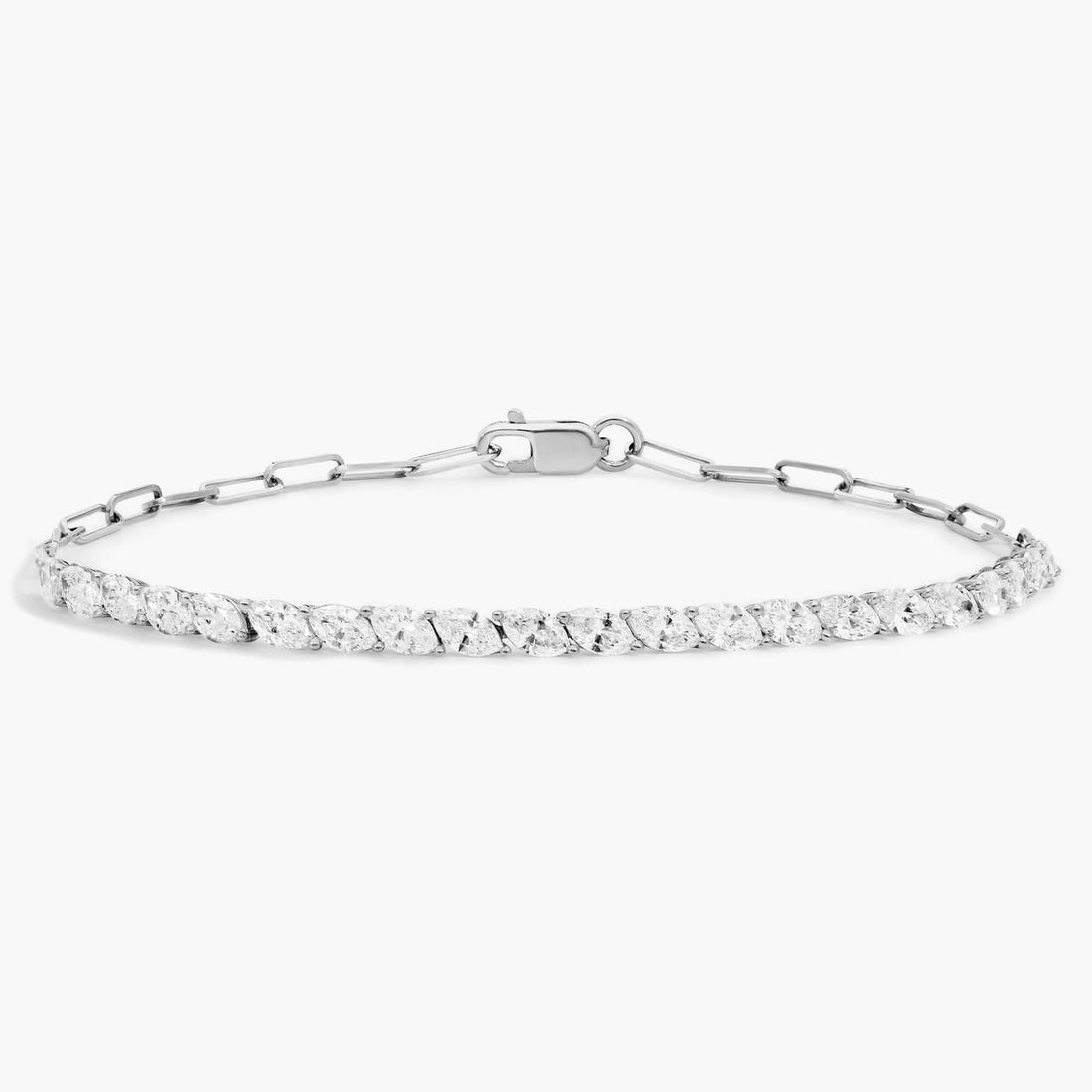Marquise Moissanite Paperclip Tennis Bracelet front