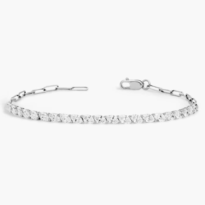 Marquise Moissanite Paperclip Tennis Bracelet detail