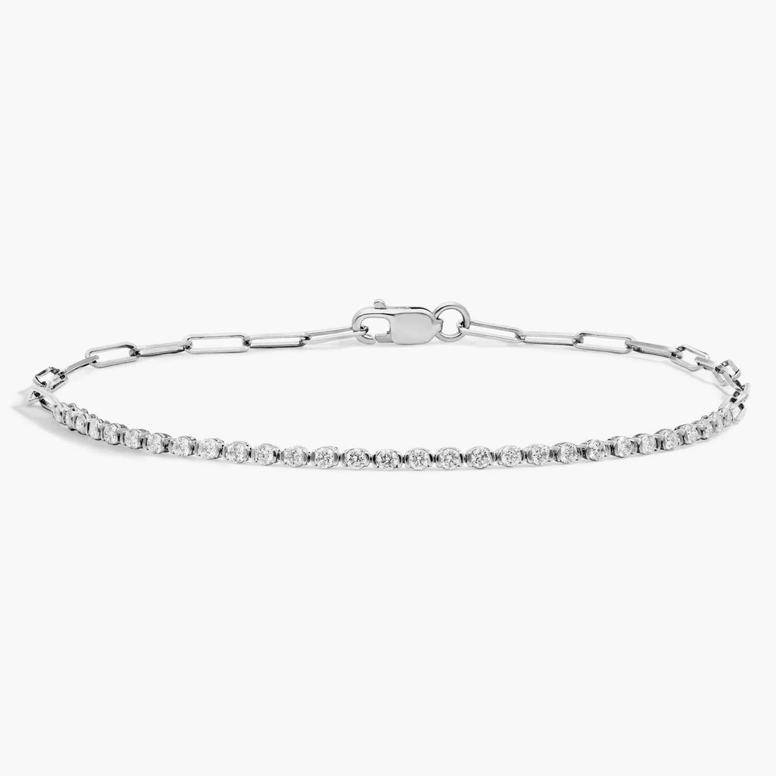 Round Moissanite Paperclip Tennis Bracelet front