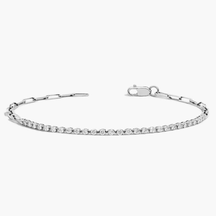 Round Moissanite Paperclip Tennis Bracelet detail