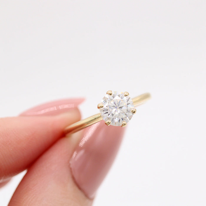 Round Cut Moissanite Solitaire Engagement Ring 2 CT to 5 CT - side view 2