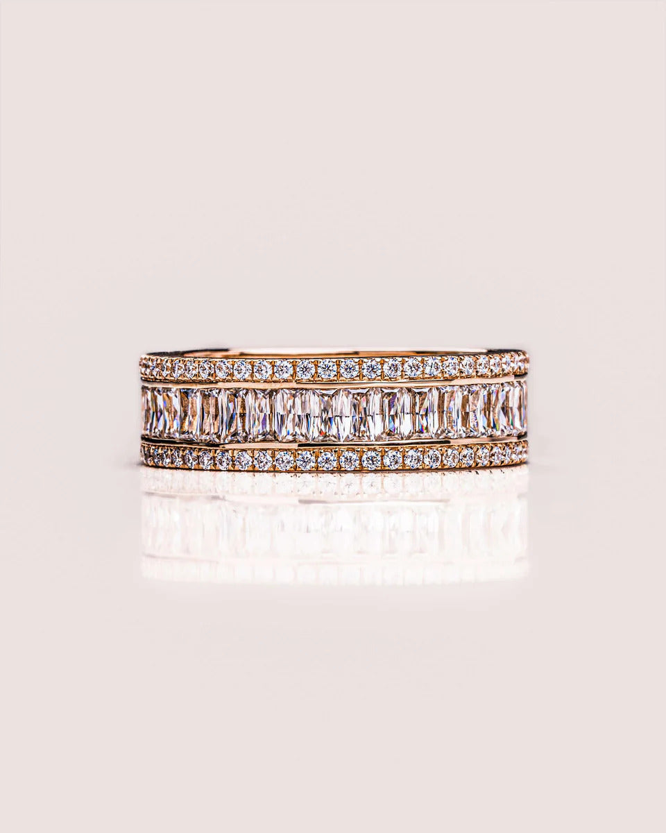 1.50 CT radiant & Round Cut Lab Grown Diamond Wedding Band Gift For Her Mapple Gems