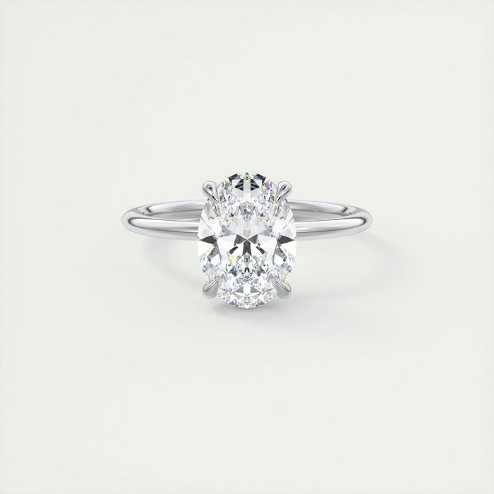 Oval Cut Moissanite Hidden Halo Engagement Ring 2 CT to 5 CT - front view 1