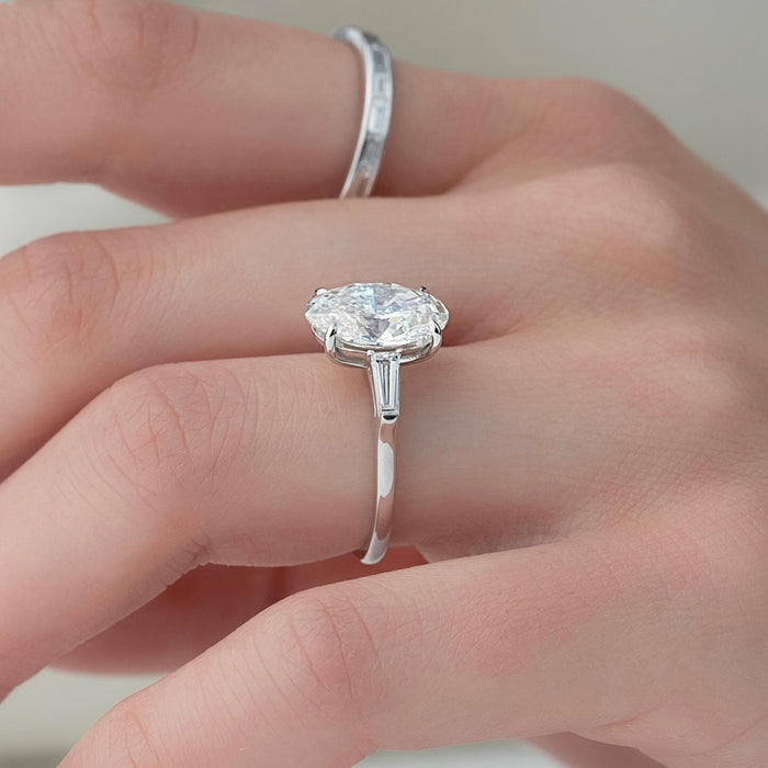 East west oval lab grown diamond ring shown from another angle