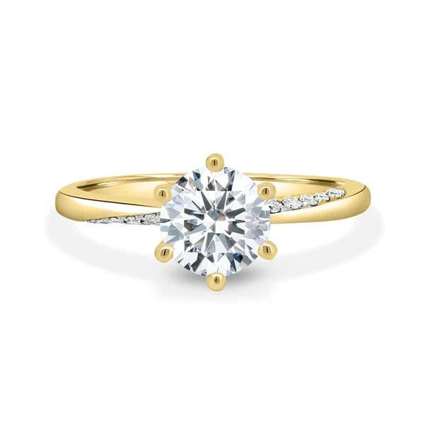 Six claw round brilliant lab grown diamond solitaire profile