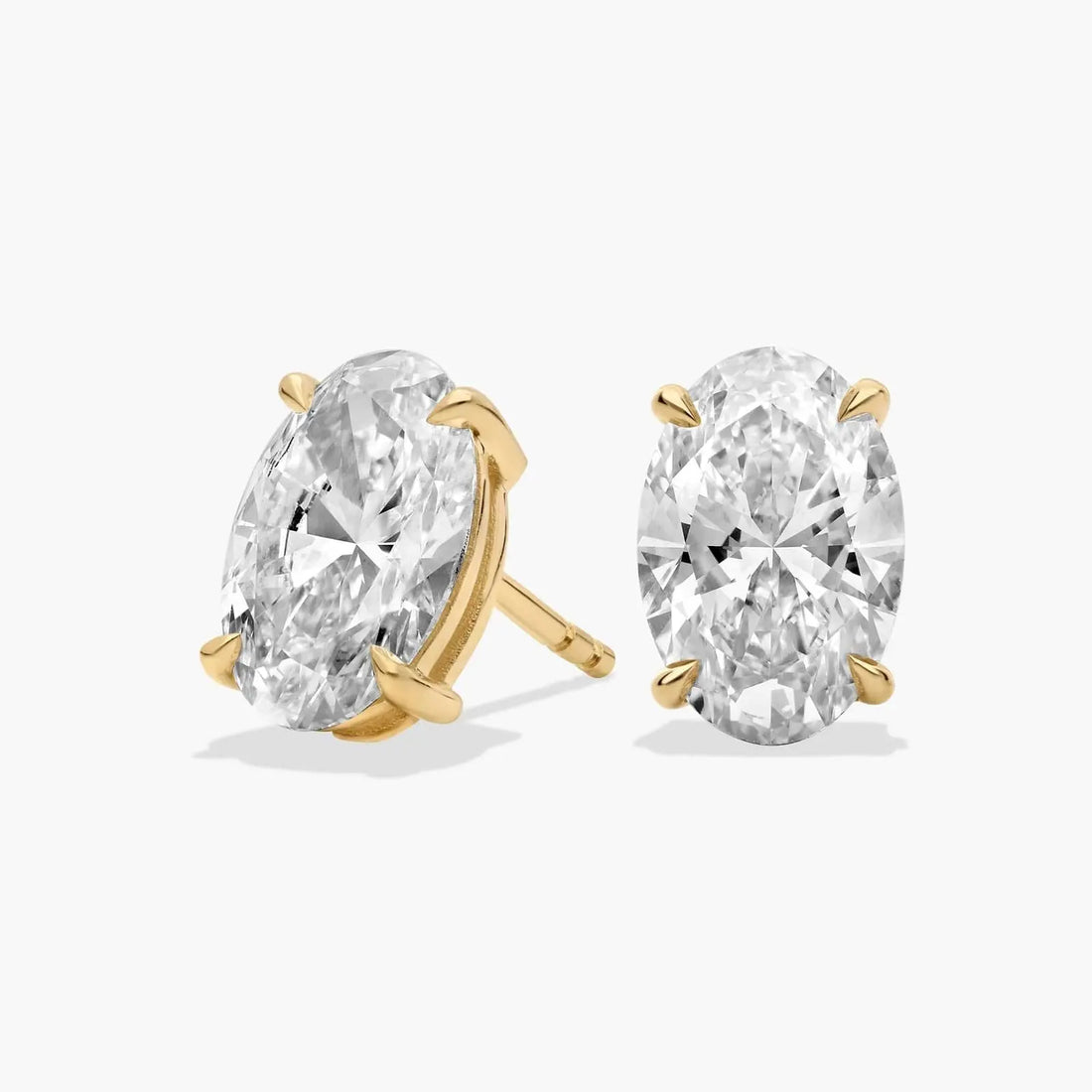 14K Solid Gold Oval Cut Moissanite Stud Earrings for Women | 4 Prong | D Color VVS1