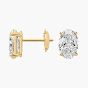 14K Solid Gold Oval Cut Moissanite Stud Earrings for Women | 4 Prong | D Color VVS1