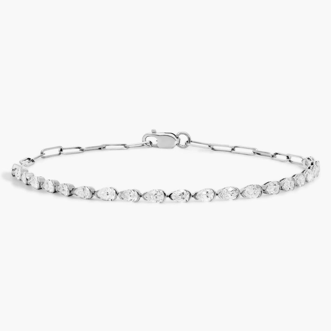 Pear Moissanite Paperclip Tennis Bracelet front