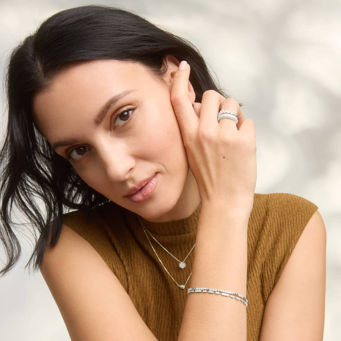 Moissanite Art Deco Link Bracelet front