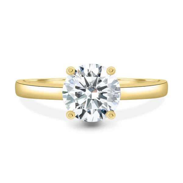 Round lab grown diamond cathedral setting side profile