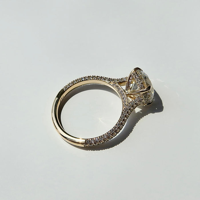 Round brilliant lab grown diamond ring shown from another angle
