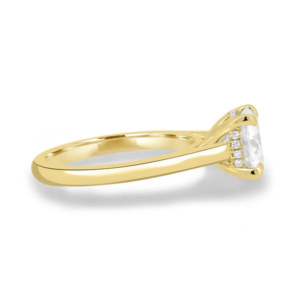 Round lab grown diamond hidden halo solitaire ring side profile