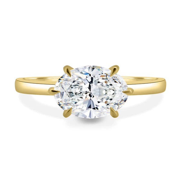 East west oval lab grown diamond ring side profile
