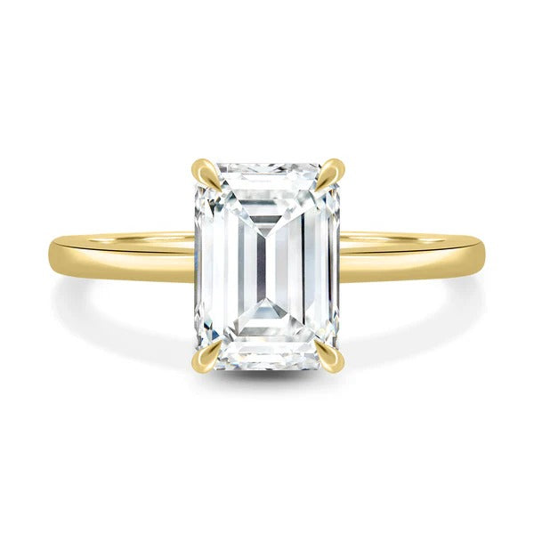 Emerald cut lab grown diamond solitaire ring gallery view