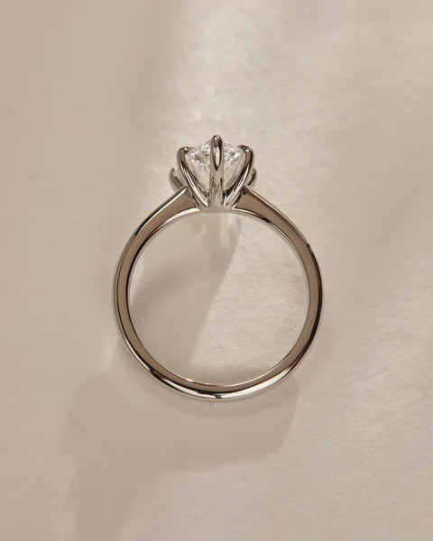 Pear lab grown diamond flat band solitaire side profile