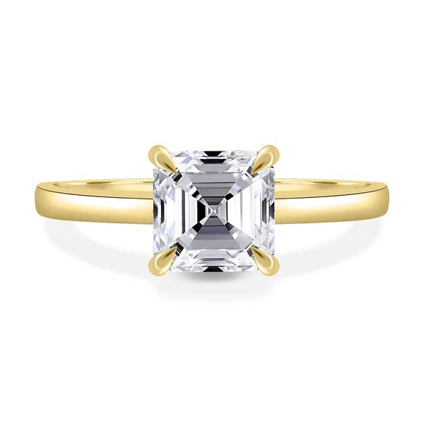 Asscher cut diamond solitaire ring side profile