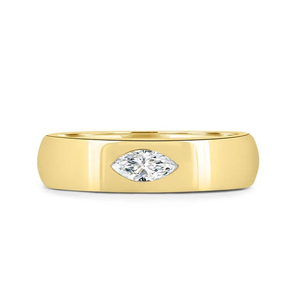 Marquise cut lab grown diamond flush set ring gallery view