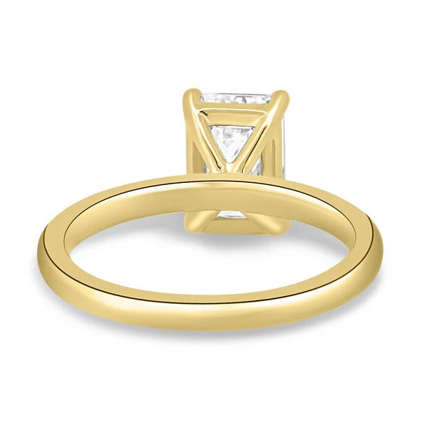 Radiant cut diamond open basket gallery rear view