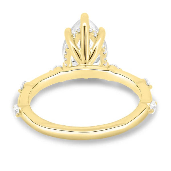 Pear lab grown diamond distance set band detail