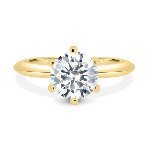 Round cut lab grown diamond six claw knife edge solitaire ring