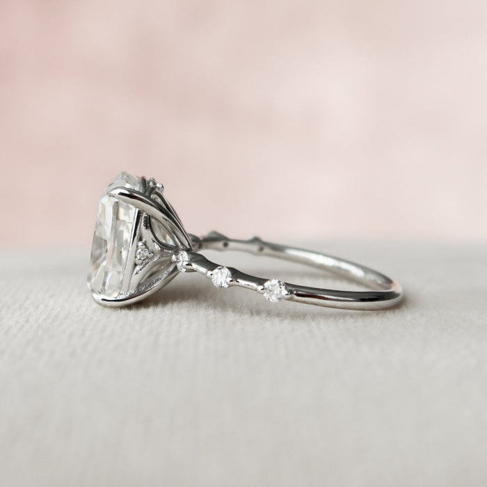 Art Deco cushion cut lab grown diamond anniversary ring, front view