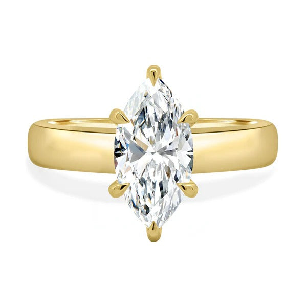 Marquise cut lab grown diamond hidden halo ring on cigar band