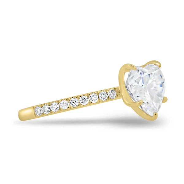 Heart cut diamond pave band ring side profile
