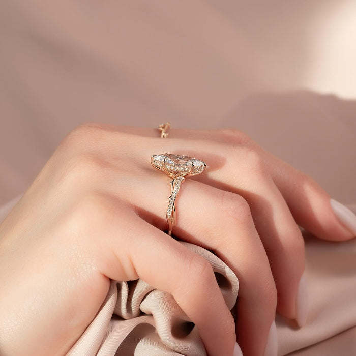 Side view of the pave hidden halo and twisted rope shank