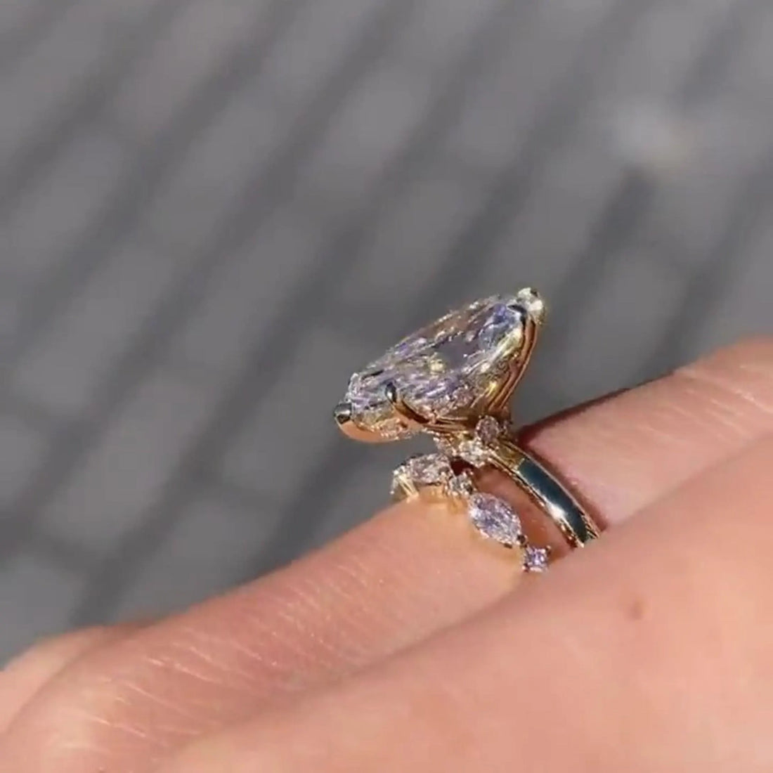 Marquise Cut Moissanite Bridal Set in 14K Gold — Mapple Gems