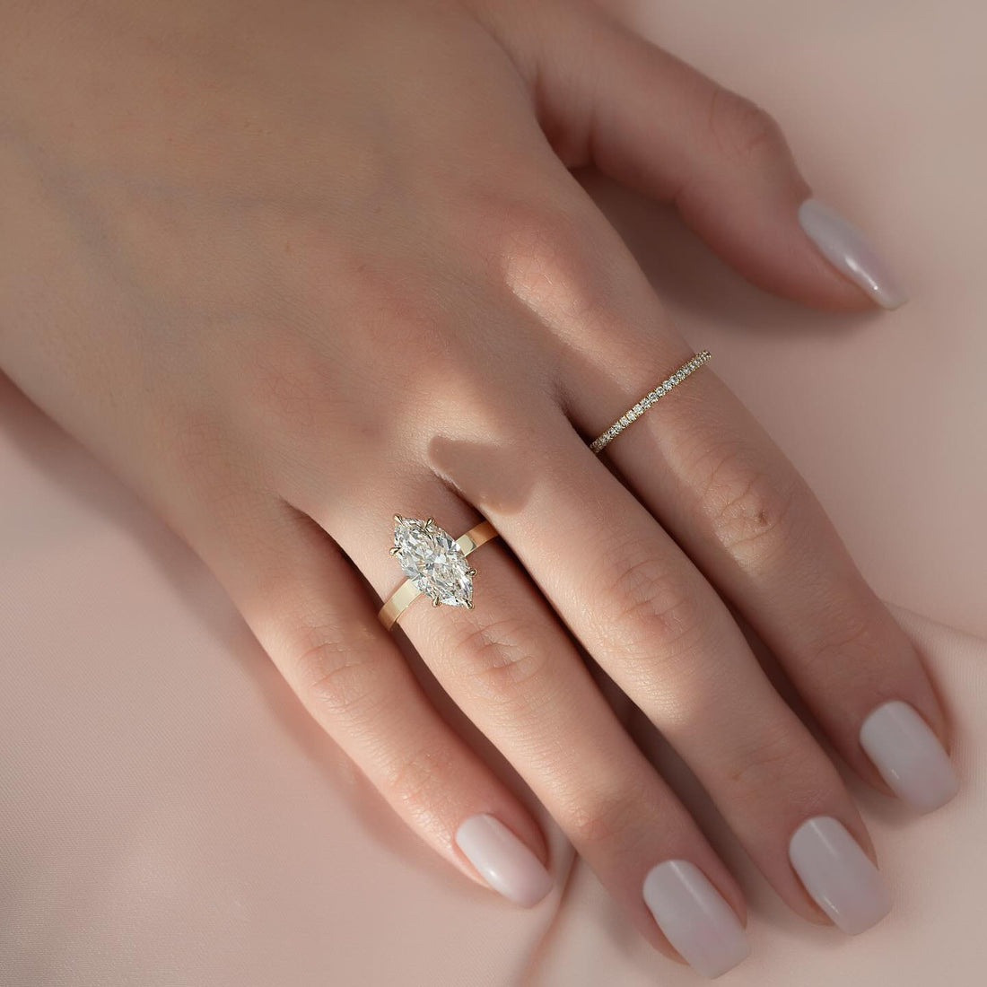 Marquise Cut Moissanite Solitaire Engagement Ring in 14K Gold — Mapple Gems