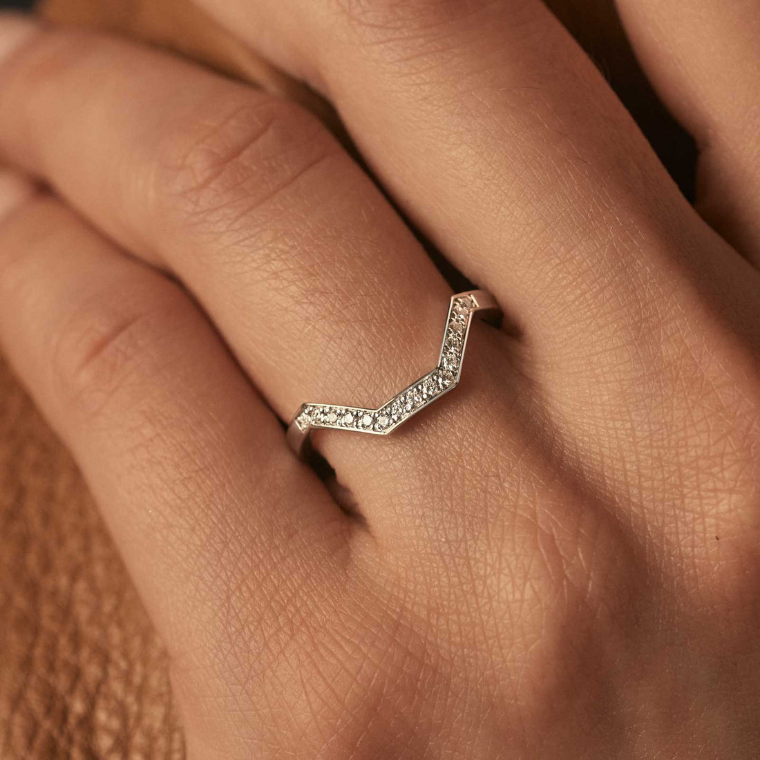 Round Lab Grown Diamond Channel Set Curved Wedding Band photo 1