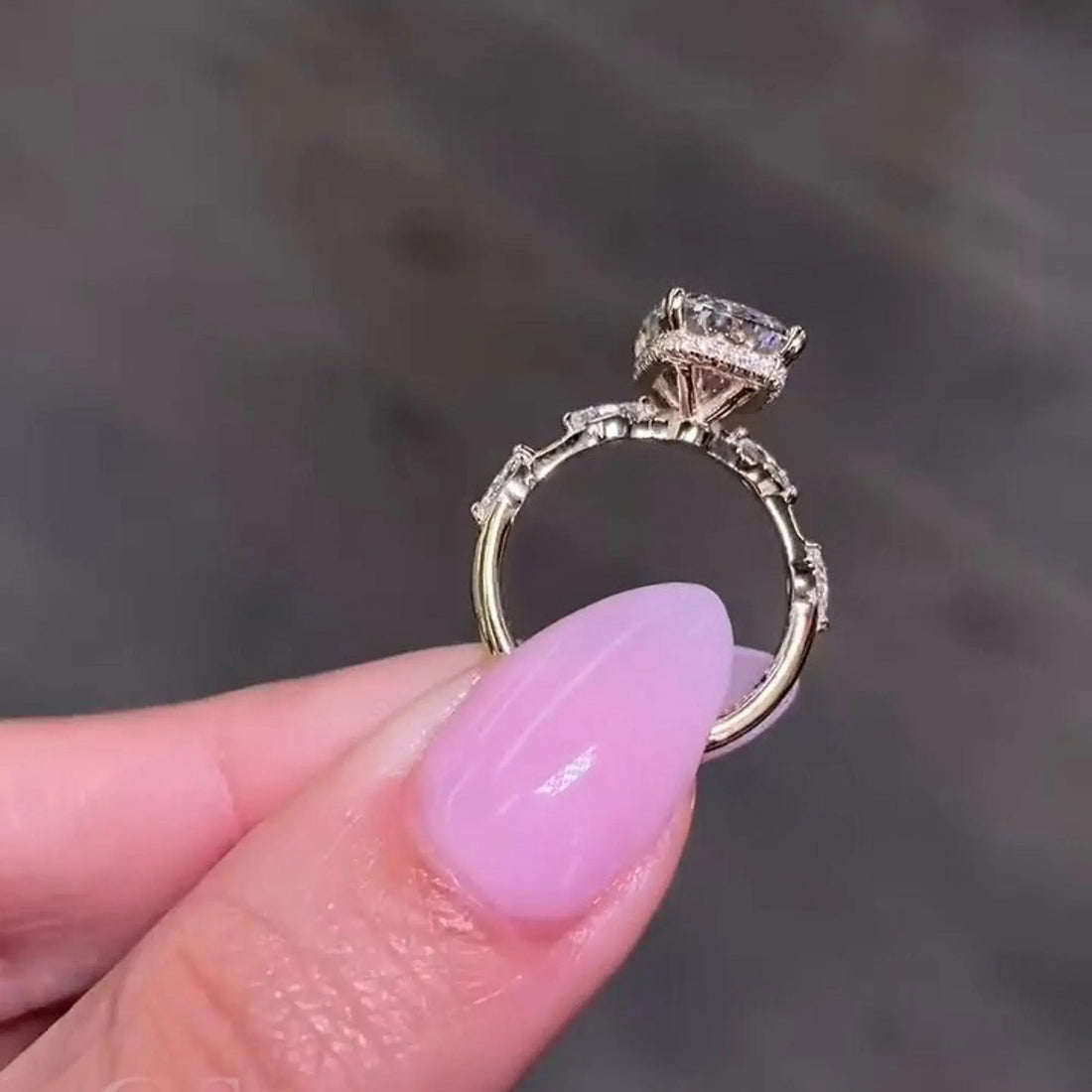 Elongated Cushion Moissanite Solitaire Engagement Ring in 14K Gold — Mapple Gems