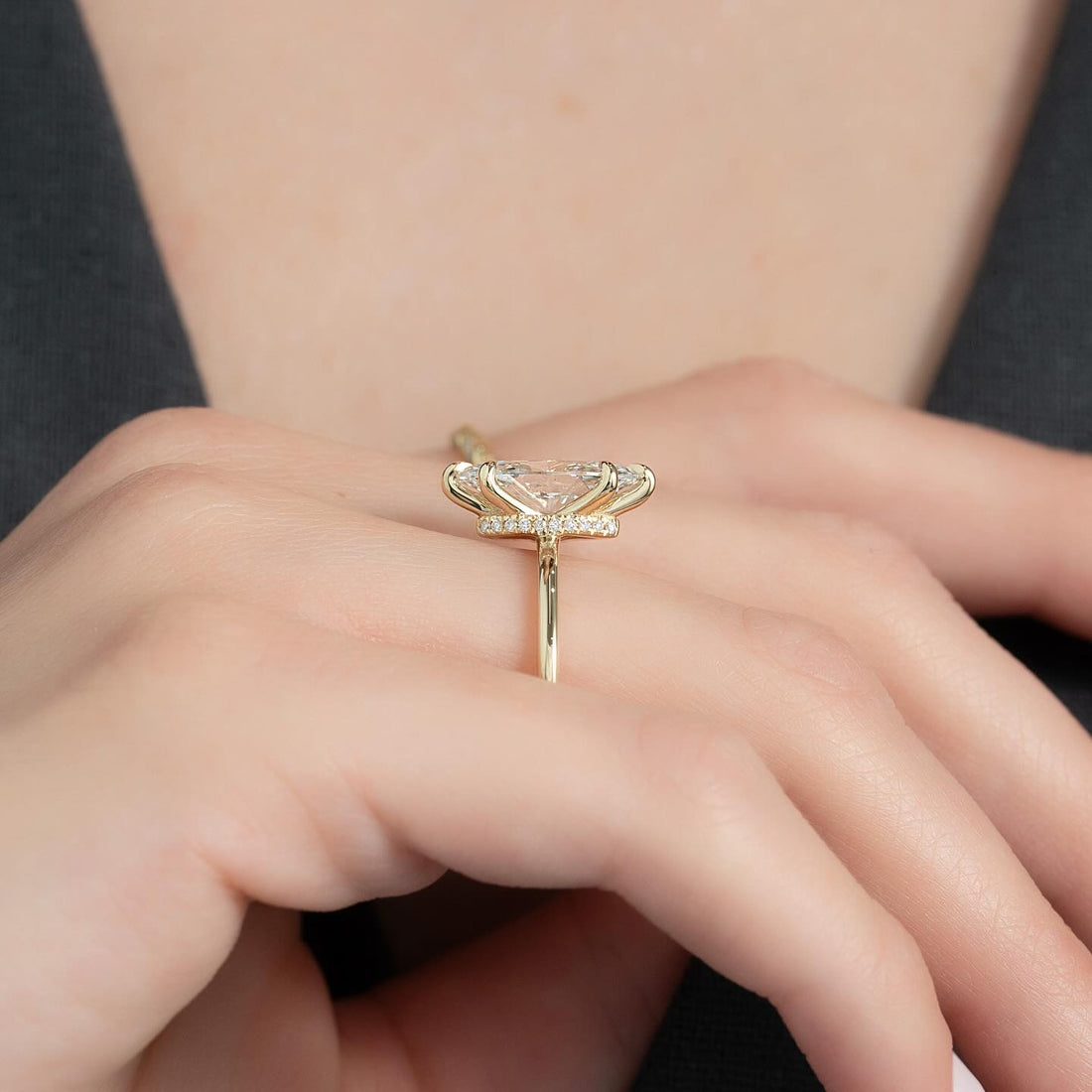 Marquise Cut Moissanite Six-Prong Solitaire Ring in 14K Gold — Mapple Gems