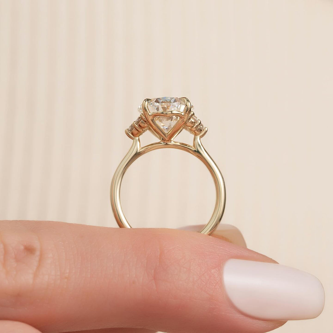 Oval Cut Moissanite Cluster Accent Engagement Ring in 14K Gold — Mapple Gems