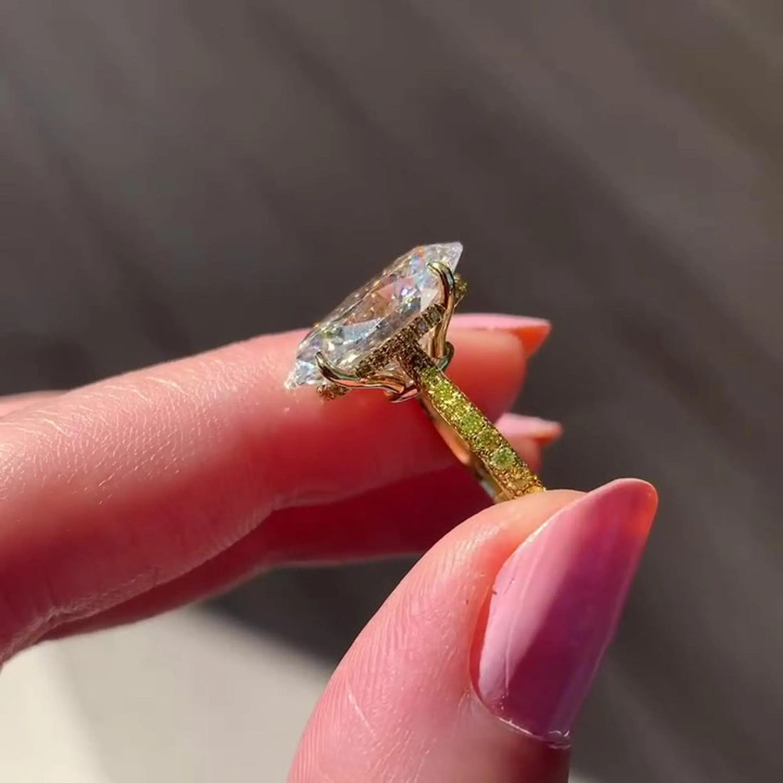 Oval Cut Moissanite Hidden Halo Eternity Engagement Ring in 14K Gold — Mapple Gems