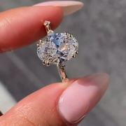 Oval Cut Lab Grown Diamond Ring Vintage Style 14k Gold Band Engagement Ring Side Stones Bridal Jewelry Gift for Her Anniversary Gifts Mapple Gems