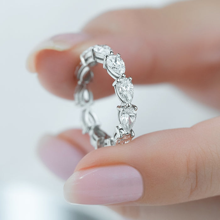 Pear Moissanite East West Eternity Band Ring in 14K Gold