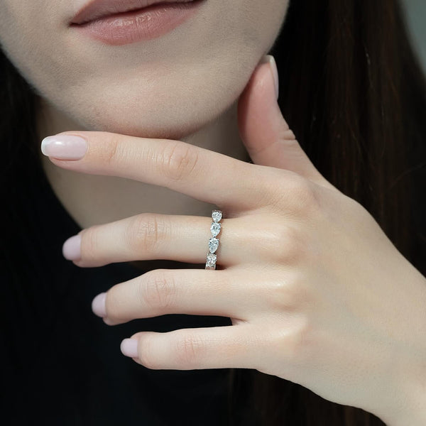 Pear Moissanite East West Eternity Wedding Band in 14K Gold