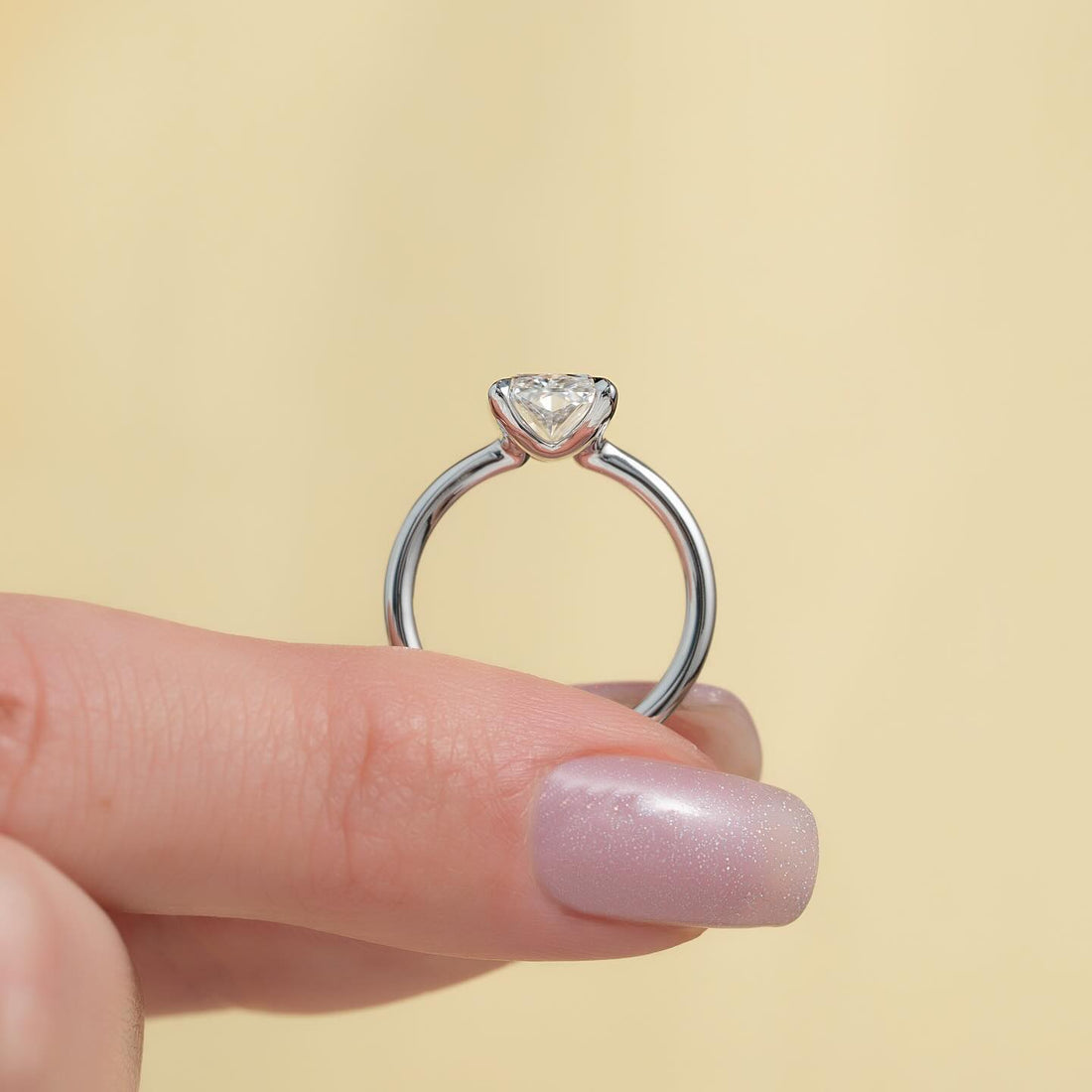 Radiant Cut Moissanite Petite Solitaire Engagement Ring in 14K Gold — Mapple Gems