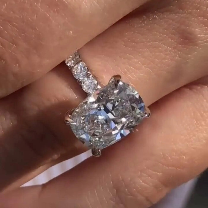 Cushion Cut Moissanite Solitaire Engagement Ring in 14K Gold — Mapple Gems